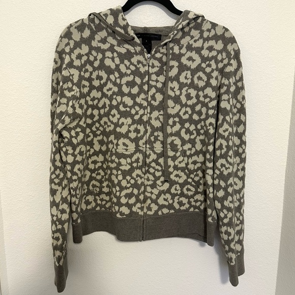 Marc by Marc Jacob’s Knit Cheetah Print Zip Up Hoodie Gray Cream Size L Women’s - Picture 1 of 6